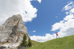 Trail running in Dolomites, Italy.