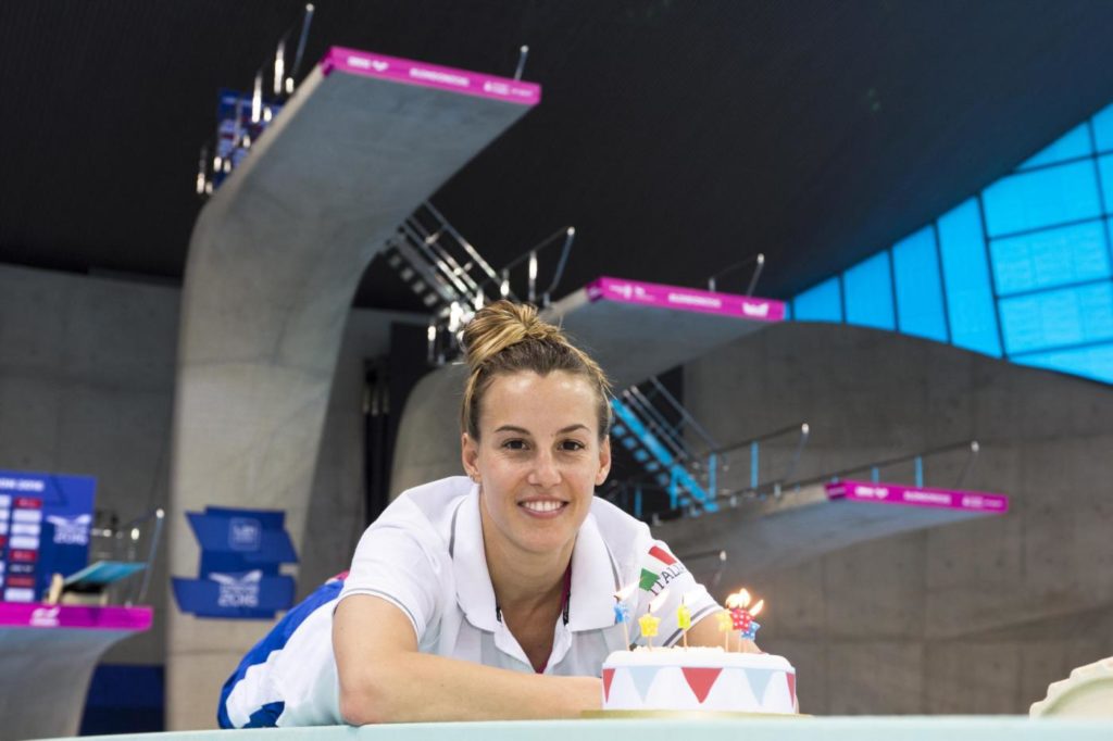 Foto Gian Mattia D'Alberto / LaPresse 15-05-2016, Londra sport Len Campionati Europei di nuoto tuffi 3mt sincero donne nella foto: Tania Cagnotto festeggia i 31 anni Photo Gian Mattia D'Alberto / LaPresse 15-05-2016, London woman's 3mt synchro In the photo: Tania Cagnotto celebrates her 31 years