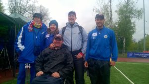 Gli azzurri compound Simonelli, Pagni, Nencioni con coach Valesella e la Consigliera Marchet