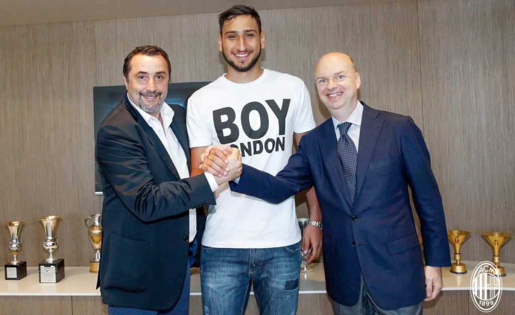 Donnarumma, Fassone e Mirabelli - Milan (ph twitter Milan)