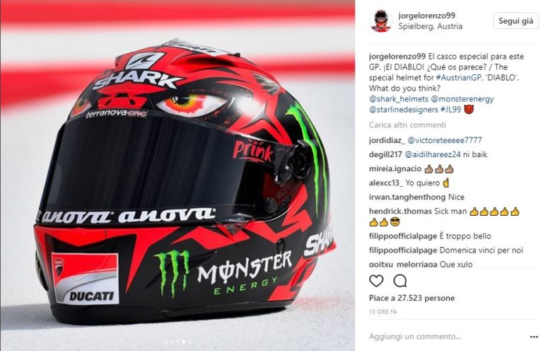 MotoGp - Lorenzo el DIABLO: Jorge in Austria con un nuovo casco  'infernale' [FOTO e VIDEO]