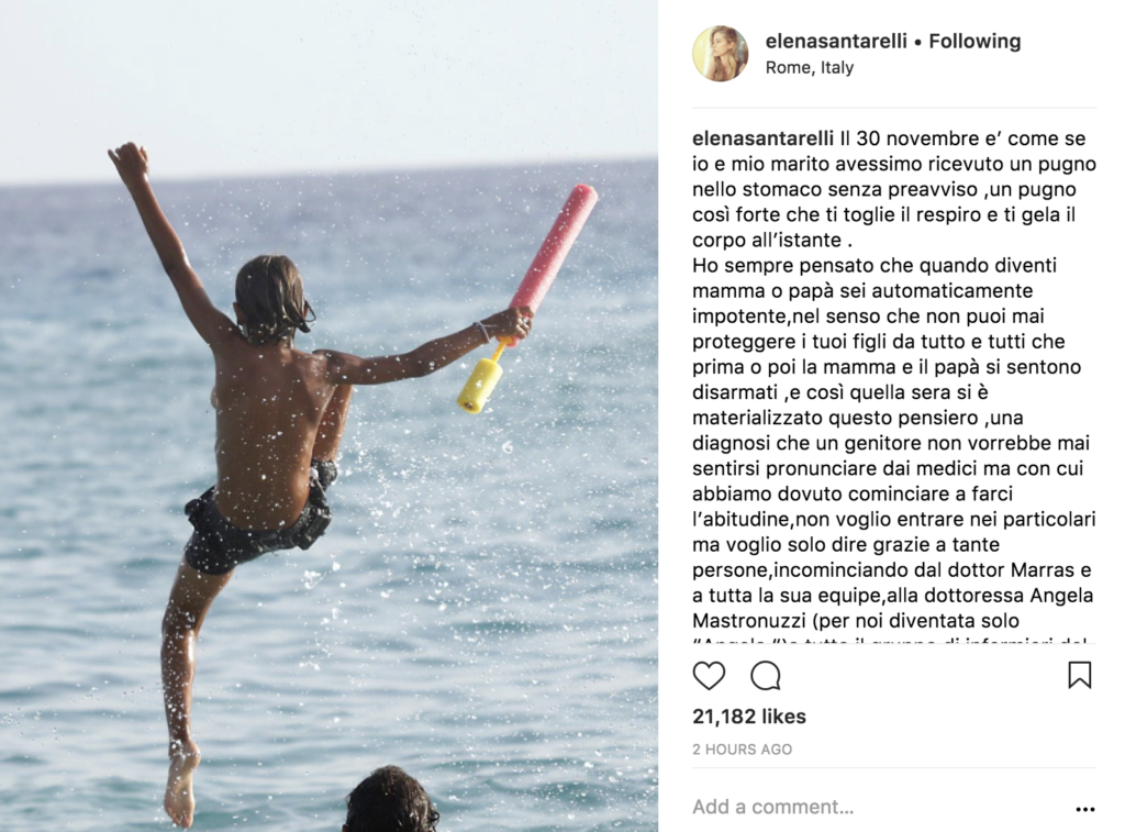 elena santarelli figlio