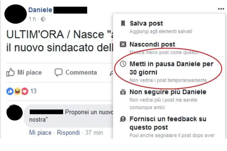 facebook metti in pausa