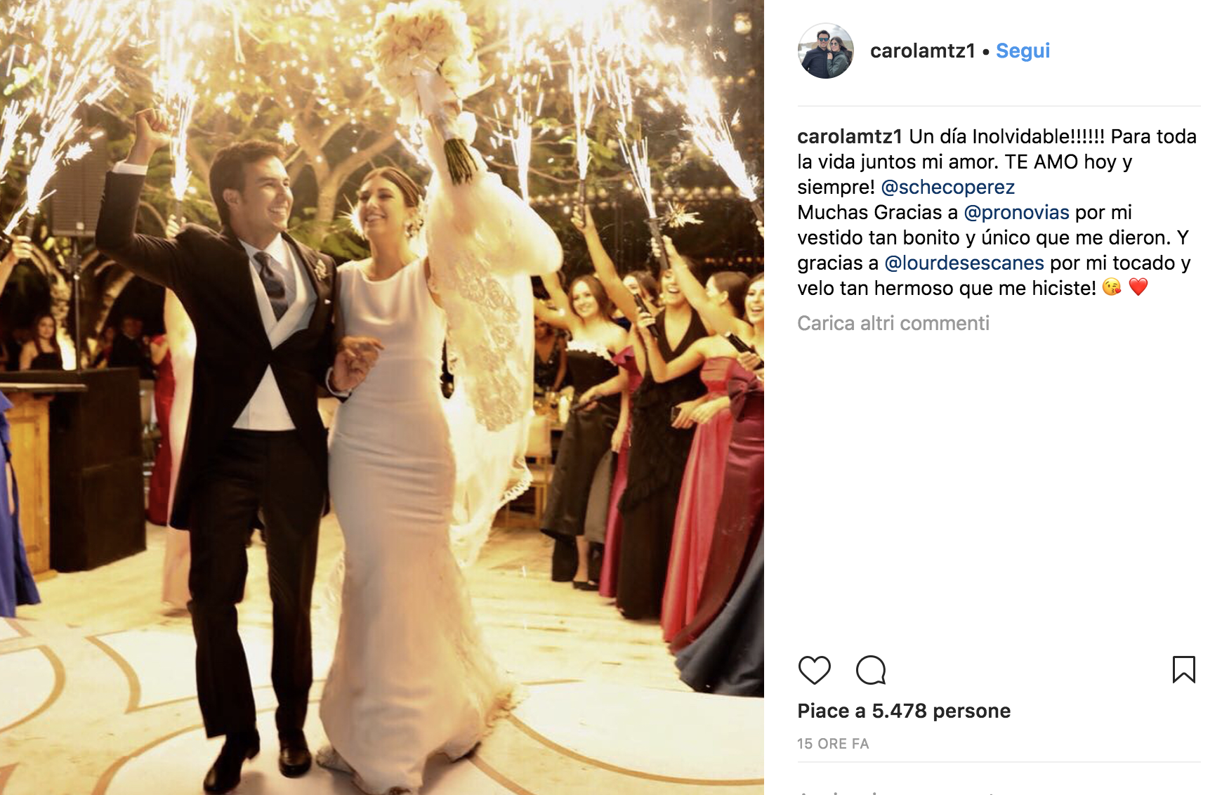 F1 - Sergio Perez si sposa: il pilota a nozze con Carola Martinez GALLERY