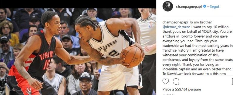 Drake messaggi DeRozan e Leonard