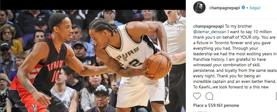 Drake messaggi DeRozan e Leonard
