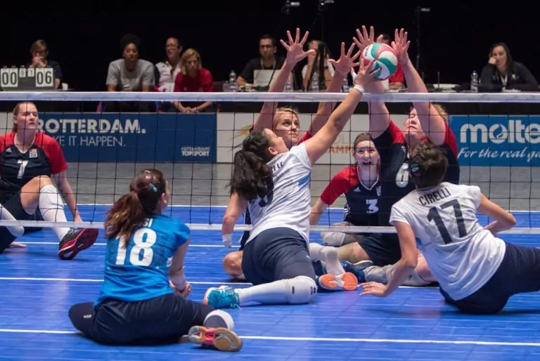 Sitting Volley - Un foto di gioco delle azzurre durante il Mondiale