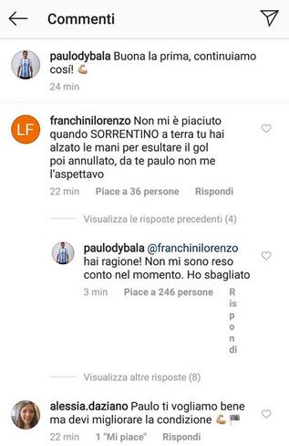 Dybala scuse esultanza Sorrentino