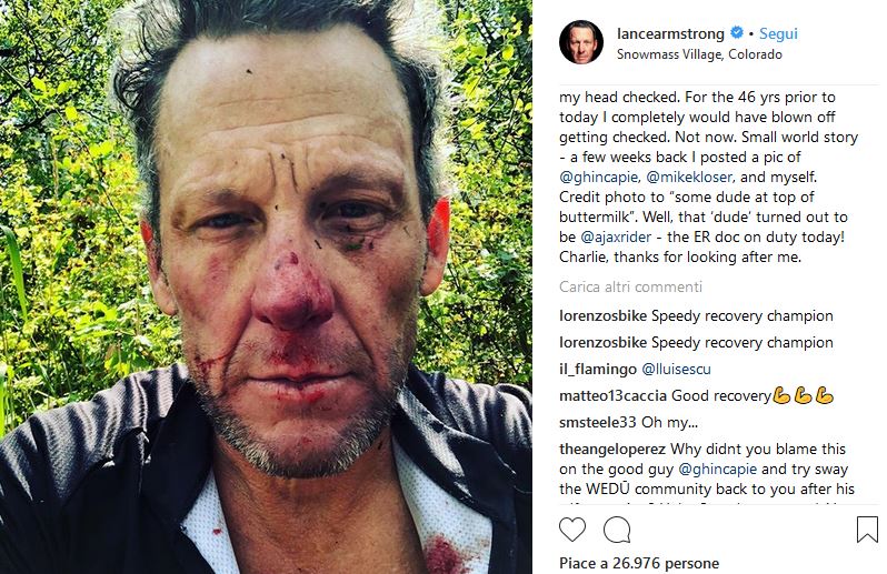 Lance Armstrong incidente bici