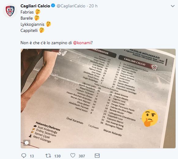 Trabzonspor-Cagliari nomi sbagliati Konami
