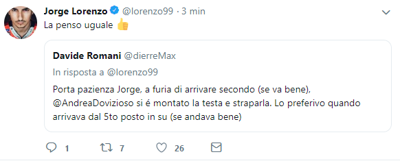 tweet jorge lorenzo dovizioso