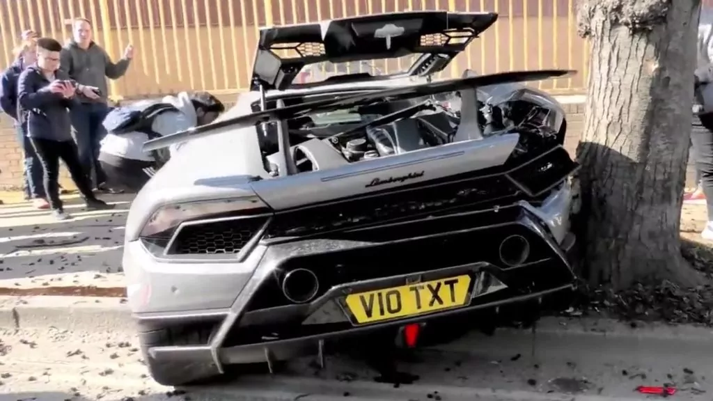 Lamborghini huracan Performante incidente londra