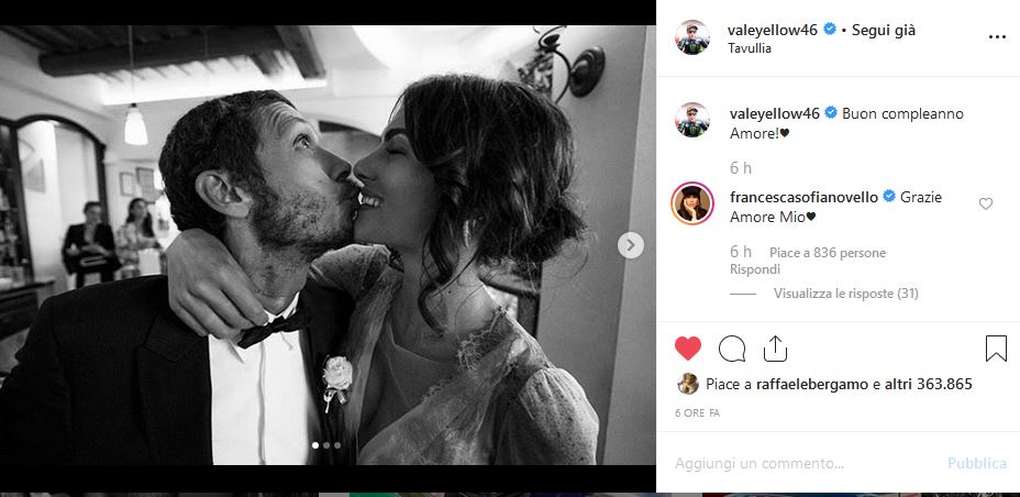 valentino rossi francesca sofia novello