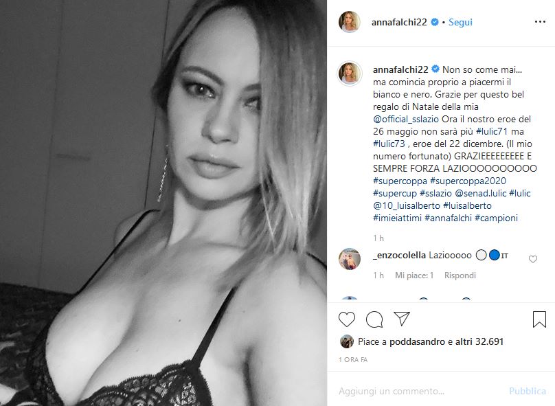Anna Falchi vittoria Lazio Supercoppa
