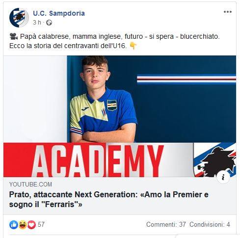 Prato attaccante Sampdoria