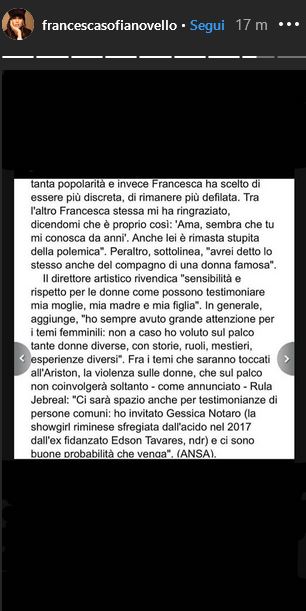 Instagram Stories Francesca Sofia Novello