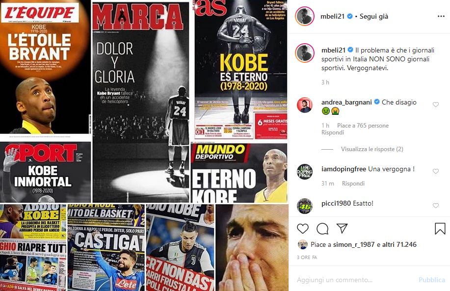 Marco Belinelli post morte Kobe Bryant