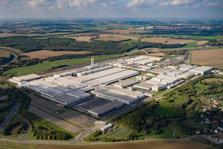 Aerial view Volkswagen plant Zwickau.