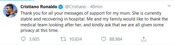 Cristiano Ronaldo Tweet