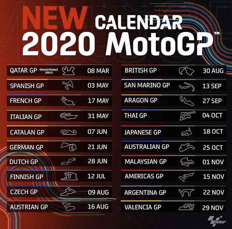 L inizio Della Stagione 2020 Di MotoGp Slitta Ancora Il 3 Maggio La Prima Gara Il Nuovo Calendario