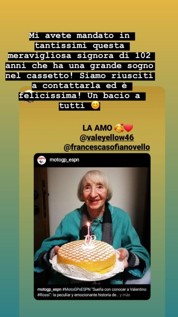 francesca sofia novello valentino rossi nonnina coronavirus