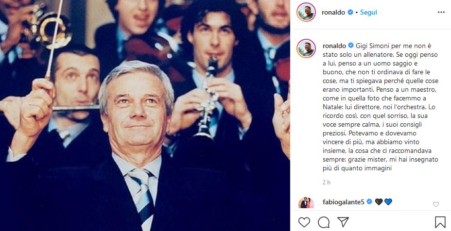 Ronaldo ricordo Gigi Simoni