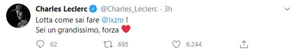 Charles Leclerc messaggio Alex Zanardi