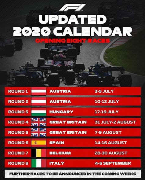 Nuovo Calendario F1 2020