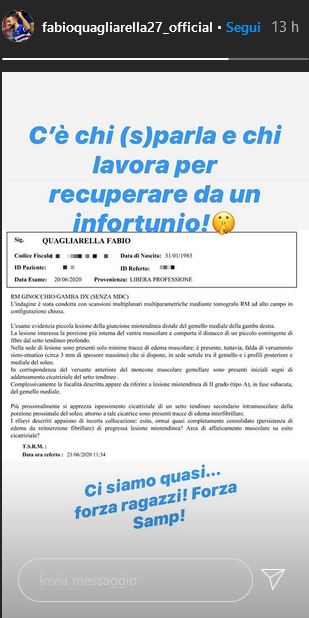 Quagliarella sfogo social