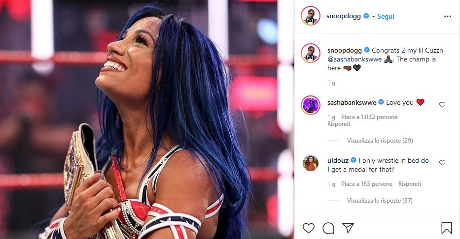 Snoop Dogg congratulazioni Sasha Banks
