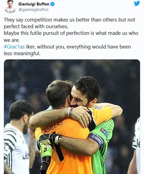 Buffon omaggio ritiro Casillas