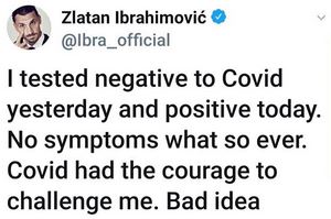 Zlatan Ibrahimovic Coronavirus tweet