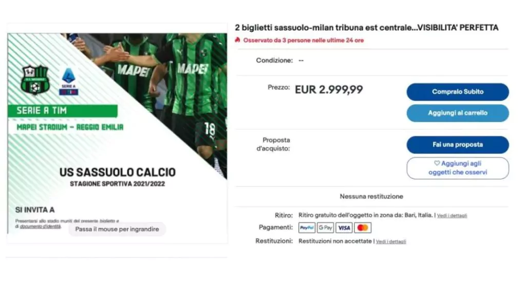 biglietti Sassuolo Milan