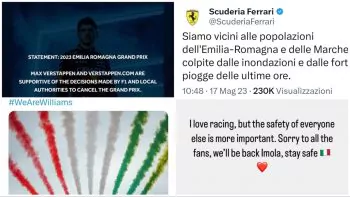 Messaggi Formula 1 Emergenza maltempo Emilia Romagna