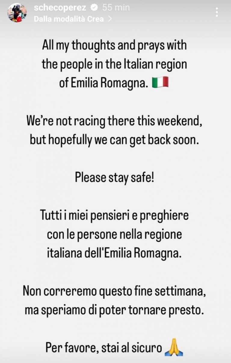 Messaggi Formula 1 Emergenza maltempo Emilia Romagna