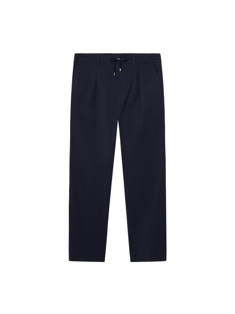 Cruna SS24_Modello Mitte pantalone tapered fit con elastico e coulisse