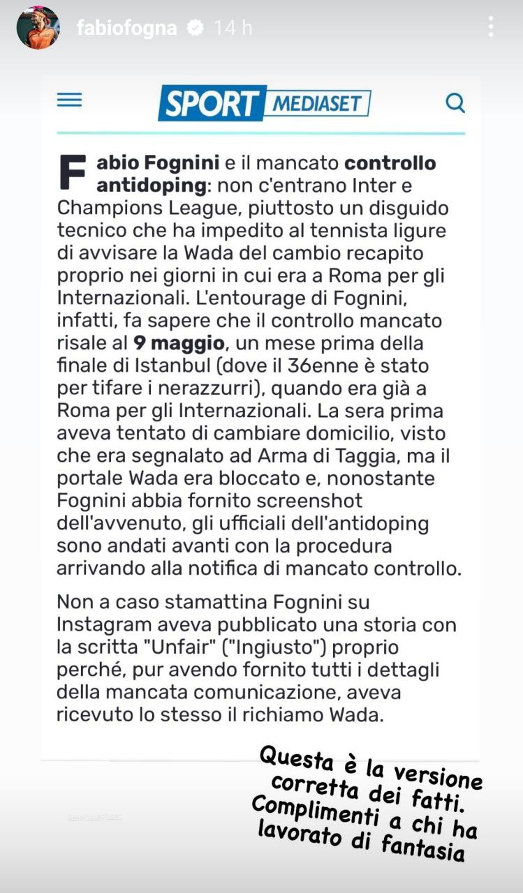 Fognini caso antidoping