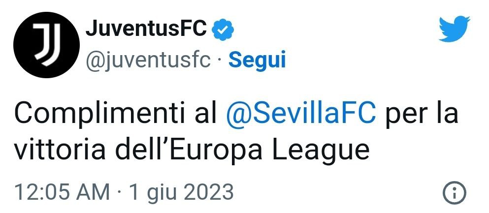 Juventus complimenti Siviglia vittoria Europa League